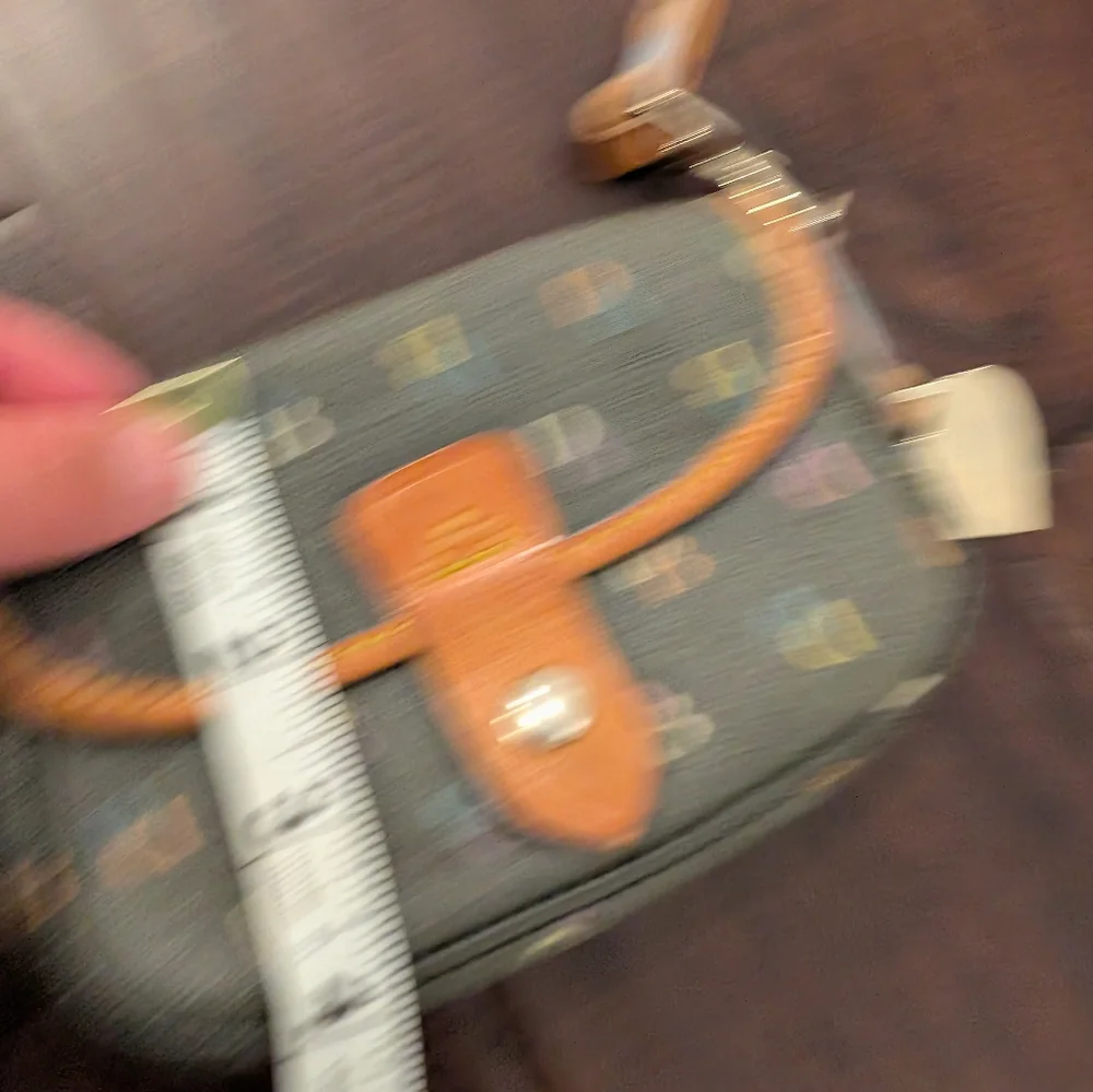 DOONEY & BOURKE Multicolor Monogram Wristlet Mini Bag with Brown Leather Strap